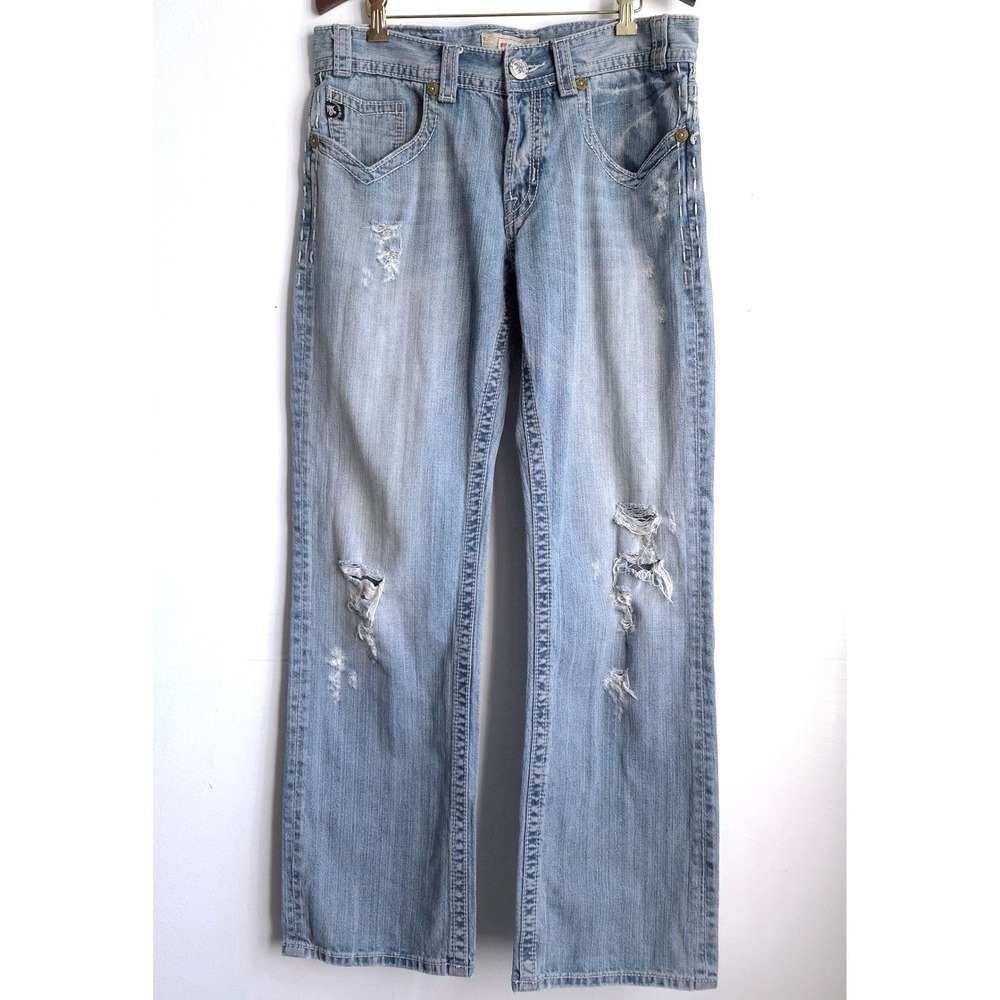 MEK Denim Ibiza Women's Flare Jeans Light Wash Embroidered Pocket Y2K Size 34